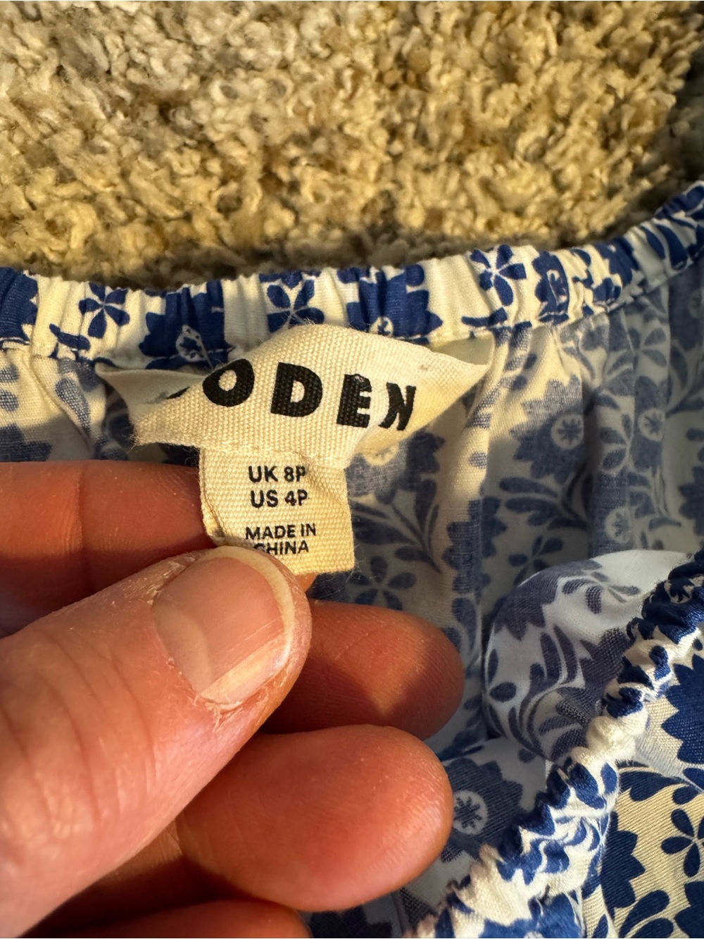 Boden Amber Cotton Midi Dress Blue Floral Smocked - 4P - Picture 3 of 7